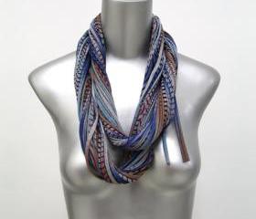 Boho Chic Infinity Scarf Stripe Fabric Fiber Jewelry Heather Grey Saphire Blue Brown Black Burgundy Necklace Circle Scarves Summer Womens