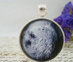 Galaxy XII- handmade glass pendant, moon