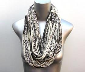Cowl Chunky Necklace White Scarf w/ brown purple Burning Man Jersey Circle Scarves Womens Mens Infinity Summer Winter Organic Cream Large