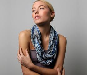 Olympian Saphire Blue Grey Black Circle Scarf Necklace Chunky Cowl Scarves Jersey Womens Mens Infinity Loop Jewelry Summer Winter Eternity 