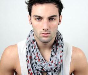 Infinity Scarf Grey Red Black Stripe Circle Loop Burning Man Necklace Jersey Scarves Mens Eternity Unique Chunky Spring Summer Winter