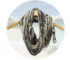 Womens Infinity Scarf Tribal Burning Man Eco-Friendly Clothing Fabric Circle Eternity Necklace - Mens Scarves Organic w/ Dark Grey