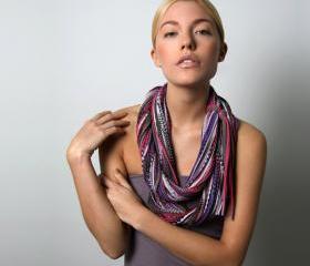 Infinity Brown Scarf Circle Burgandy Eggplant Purple Necklace Burning Man Jersey Scarves Womens Mens Loop Spring Summer Winter Chunky