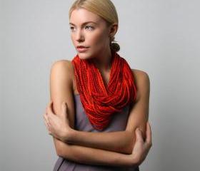 Necklace Cotton Tangerine Tango Apple Red Chunky Infinity Winter Scarf Necklaces Men Burning Man Womens Jersey Circle Scarves Summer Orange 
