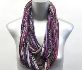 Eggplant Burning Man Infinity Scarf Burgandy Purple Black Brown Cowl Mens Womens Necklace Jersey Circle Scarves Cotton Winter Eternity