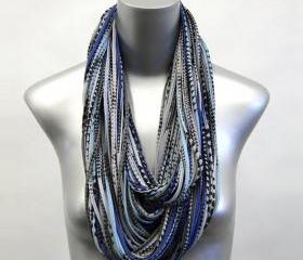 Scarf Mens Necklace Jersey Circle Scarves Saphire Blue Cowl Burning Man Womens Infinity Spring Summer Winter Chunky Eternity Cotton Large