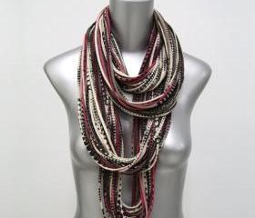 Thick Infinity Scarf Chunky Burning Man Black Burgundy French Roast Brown Mens Necklace Womens Circle Jersey Scarves Loop Summer Winter