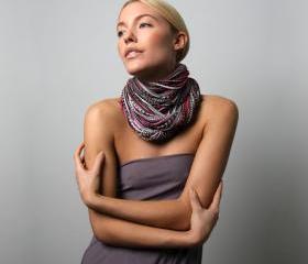 Office Fashion Womens Eternity Scarf Burning Man Chic Fabric Jewelry Boho Necklace Circle Scarves Infinity Burgandy Light Brown Grey Black