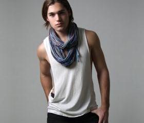 Mens Necklace Womens Infinity Scarf Grey Brown Saphire Blues Burgundy Black Burning Man Circle Stripe Fabric Jersey Scarves Summer Winter