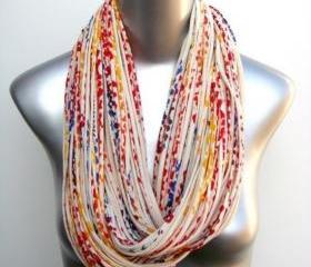Chunky Necklace Infinity Scarf Burning Man Cream Red Blue Yellow Jersey Boho Circle Scarves Womens Mens Loop Summer Winter Eternity Large