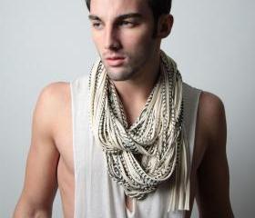 Stripe Burning Man Infinity Scarf Mens Necklace Circle Loop Spring Jersey Scarves Spring Womens Summer Winter Chunky Cotton Eternity Black