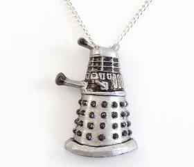Silver Dalek Pendant and Necklace