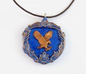 Ravenclaw House Crest Pendant and Brown Cord Necklace