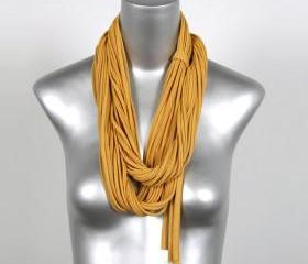 Honey Gold Bohemian Jewelry Fabric Womens Mens Cotton Yellow Summer Scarf Mustard Jersey Necklace Circle Scarves Fabric