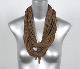 Brown Scarf Summer Scarf Infinity Scarf Womens Cotton Brown Circle Scarves Eternity Fabric Necklace Mocha