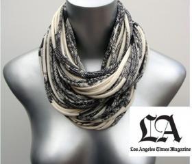 Womens Infinity Scarf Thick Chunky Cowl Necklace Fabric Jewelry Winter Summer Mens Scarves Eternity Circle Jersey Cotton Natural w Dark Grey