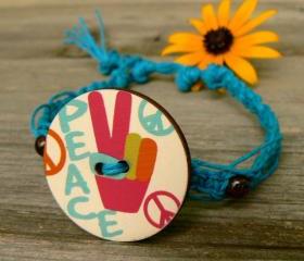 Macrame Peace sign anklet