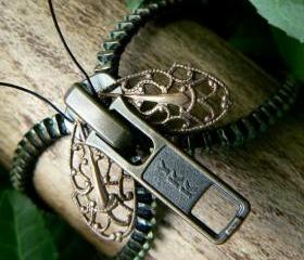 Steampunk Moth Zipper Bracelet