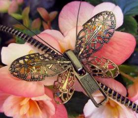 Steampunk Butterfly Zipper Necklace