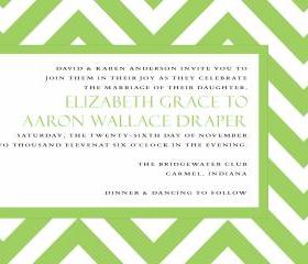 Green Chevron Wedding Invitation (set of 10)