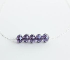 Violet Purple Floating Sterling Silver Necklace