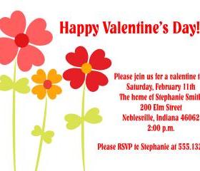 Heartful Flowers Valentine Invitation (set of 10)