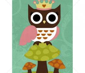 49R Retro Princess Owl 5 x 7 Print