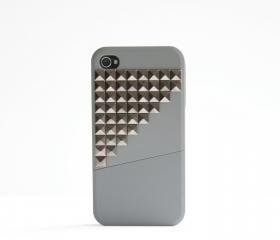 iPhone 4, 4S case - Color Block Stud - All Grey / Gunmetal Studs