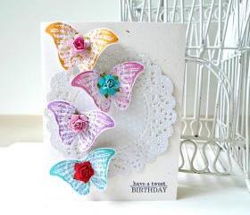 Butterfly colorful Happy Birthday handmade card
