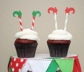 Christmas Elf Leg Cupcake Toppers