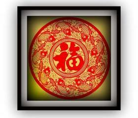 9 carps - Rich life tatoo - handmade chinoiserie art papercut