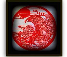 An eagle in the pine tree - bird of freedom - handmade papercut die cut out - bird of US / USA