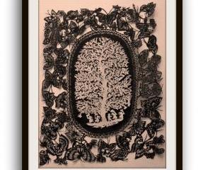 Sale - best gift Deal - Papercuts - cutouts - handcuts - silhouette - die cut - cut out - Butterfly and the tree