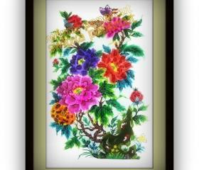 Butterfly and Peony - Handmade Papercut