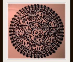 Handmade Papercut - in black - Life Cirlcle