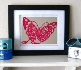 Spring Deal - handmade 10 Butterfly Paper cut out in red