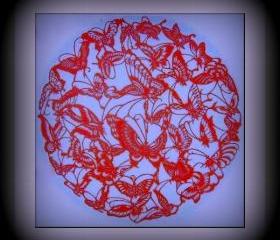 Deal - Best gift - Combined Listing - Butterfly Dancing - Handmade Paper cut out-s in Red