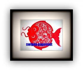 Handmade Paper cut out Art Work -Cute lovely fish / koi