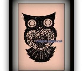 Unique Gift - handmade papercut work - Owl Family