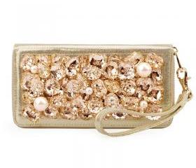 Pearls and RhinestoneLeather Clutch