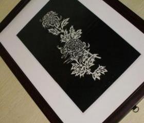 Chinese handmade die cut Papercut - chrysanthemum