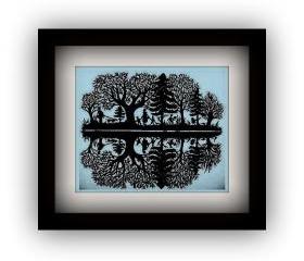 Limited edition - Handmade Papercutting Art Work - black papercut - Hunting - only one work