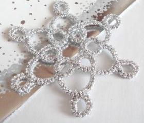 Silver Christmas Tree Decoration in Tatting