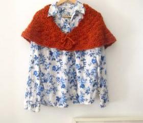  Romantic crochet capelet, shawl in burnt orange