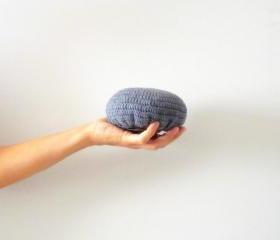  Foldable market bag, net bag, shopping bag, crochet, reusable, ecofriendly. Concrete grey and orange cotton yarn.