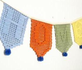 Home sweet home, filet crochet garland. Home decoration. Personalised gift.