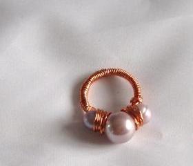 Lilac Shell Pearl Ring Handmade Jewelry