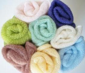 Mohair wrap - Baby wrap - Newborn baby wrap - Photography prop -Knit mohair blanket - Stretching baby wrap -Baby cocoon -Pink- White- Blue- Green -Grey- Lilac- Purple- Brown- yellow