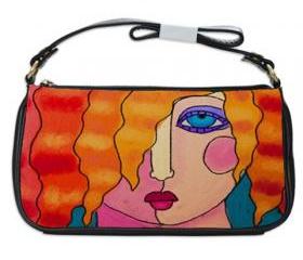 Shoulder Clutch Handbag Printed with My Funky Abstract Portrait of a Woman