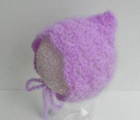 Baby hat - Photo prop - Baby mohair hat -Baby bonnet - Newborn baby hat -Crochet hat -Mohair bonnet - Buttery yellow - Pale yellow -Pixie hat